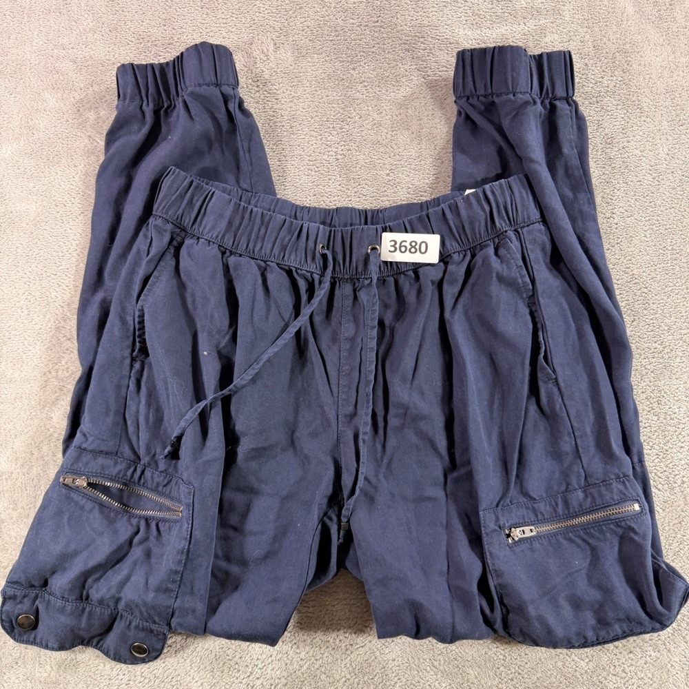 Banana Republic Cargo Joggers Women Small Navy Blue Tencel Lyocell Utility